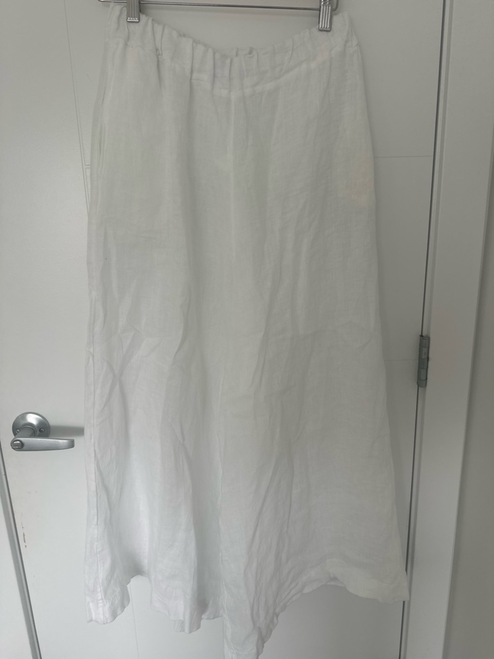Made in Italy 100% Linen Extra Wide Leg Pants White  Elastic Waist M-XL